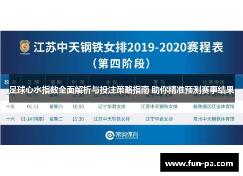 足球心水指数全面解析与投注策略指南 助你精准预测赛事结果 足球心水指数全面解析与投注策略指南 助你精准预测赛事结果
