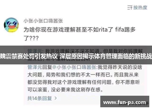 魏震禁赛处罚引发热议 深层原因揭示体育管理面临的新挑战